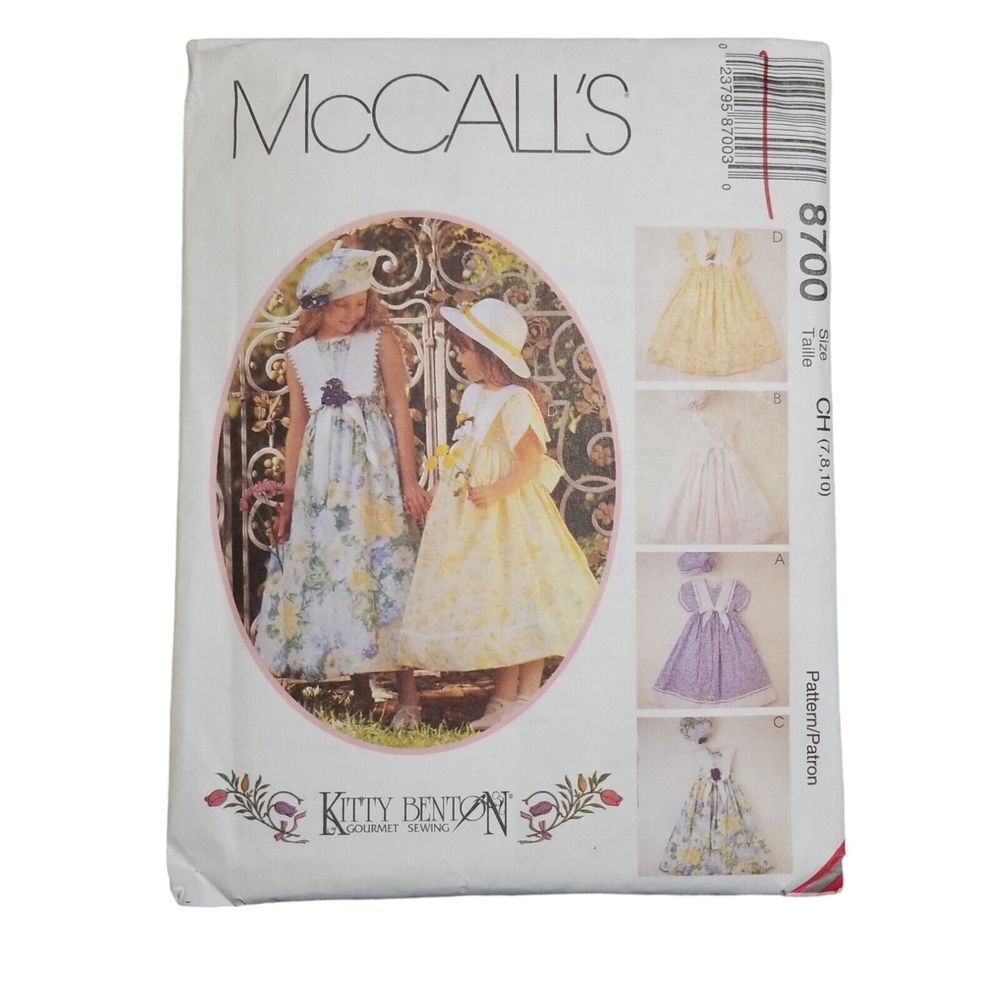 McCall's 8700 Dress Petticoat Beret Girls Sz 7-8-10 Kitty Benton Gourmet Sewing